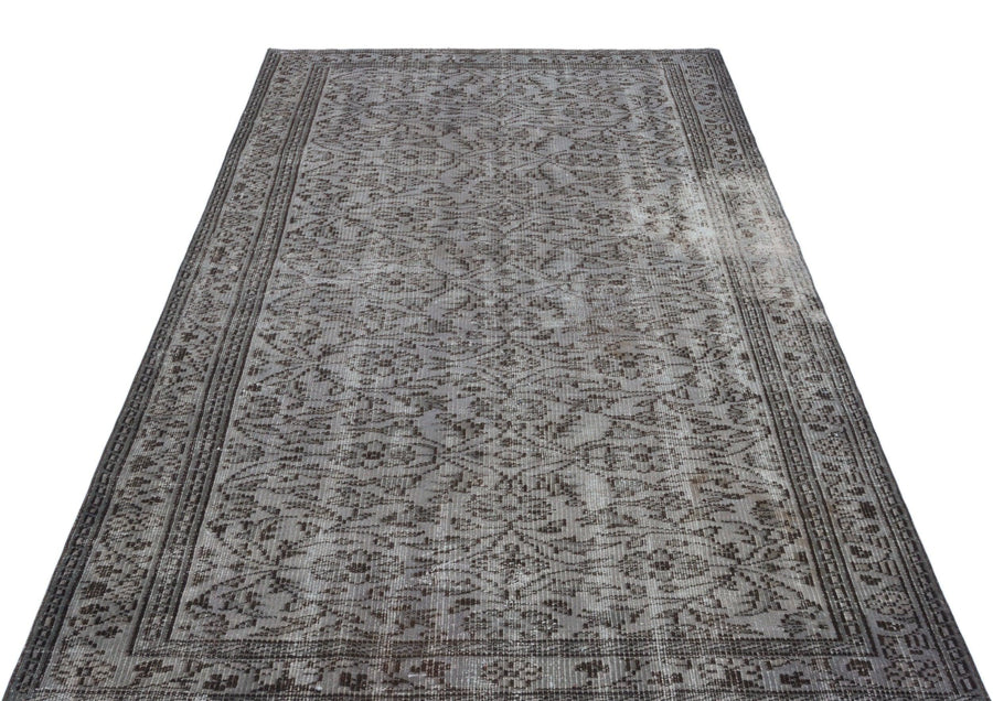 Gri Anadolu Çiçekli Yün Halı 142x236 - Özel Seri