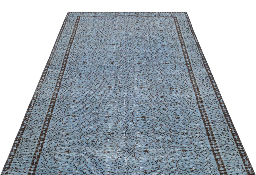 Mavi Anadolu Eskitme Çiçekli Yün Halı 153x268 - Özel Seri