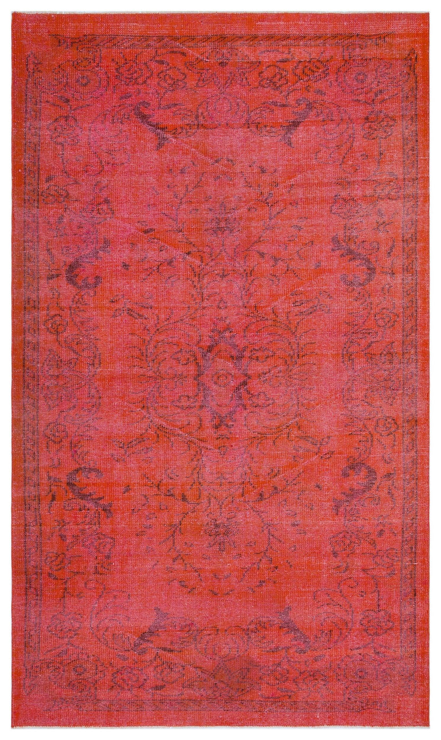 Red and Purple Medallion Overdyed Vintage Rug 170x285 cm (5'7" x 9'4") – in the hallway