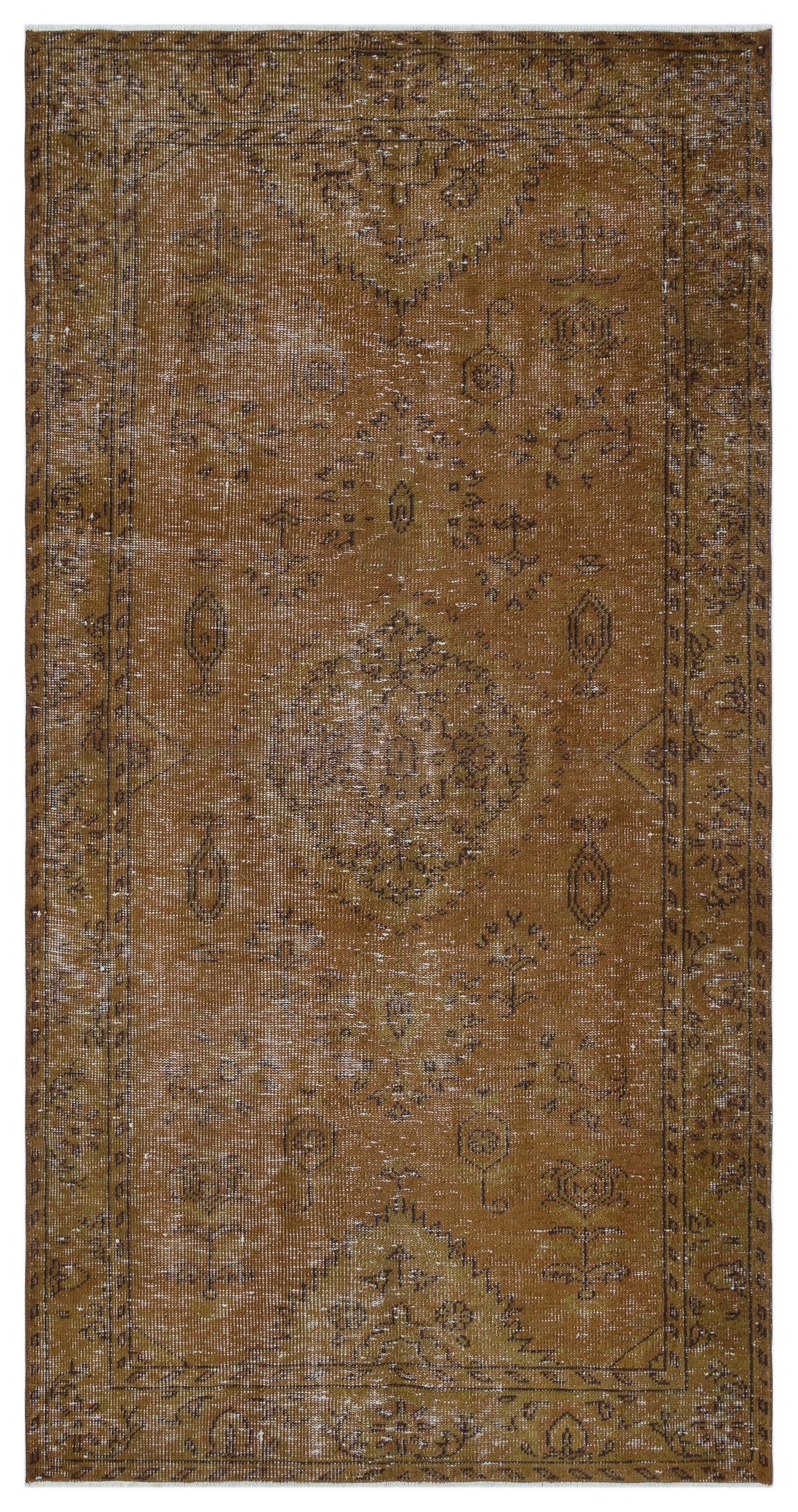 Atina Kahverengi Eskitme Yün El Dokuma Halısı 133 x 257 Apex Unique