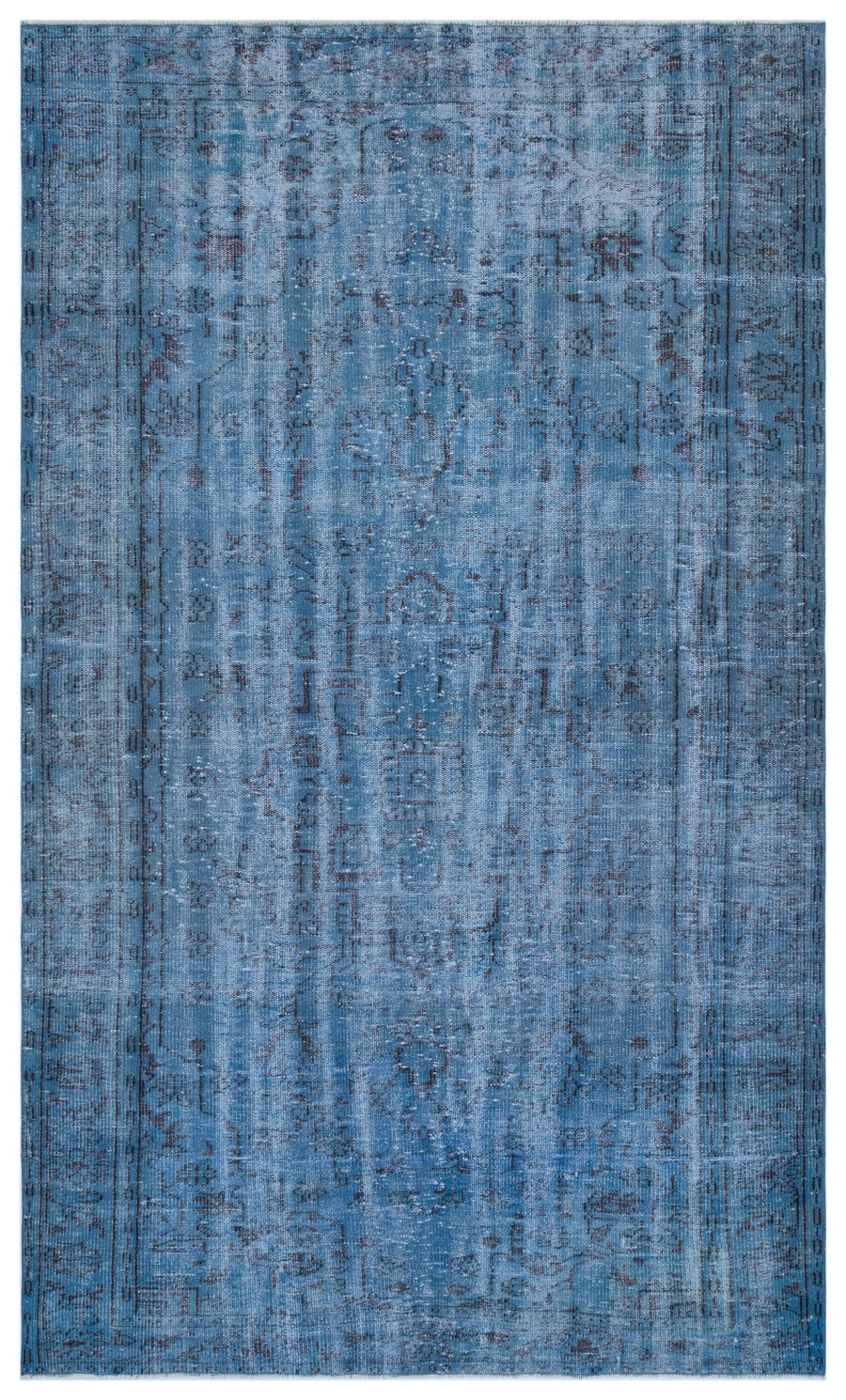 Mavi Anadolu Madalyonlu Çiçekli Yün Halı 183x295 - Özel Seri