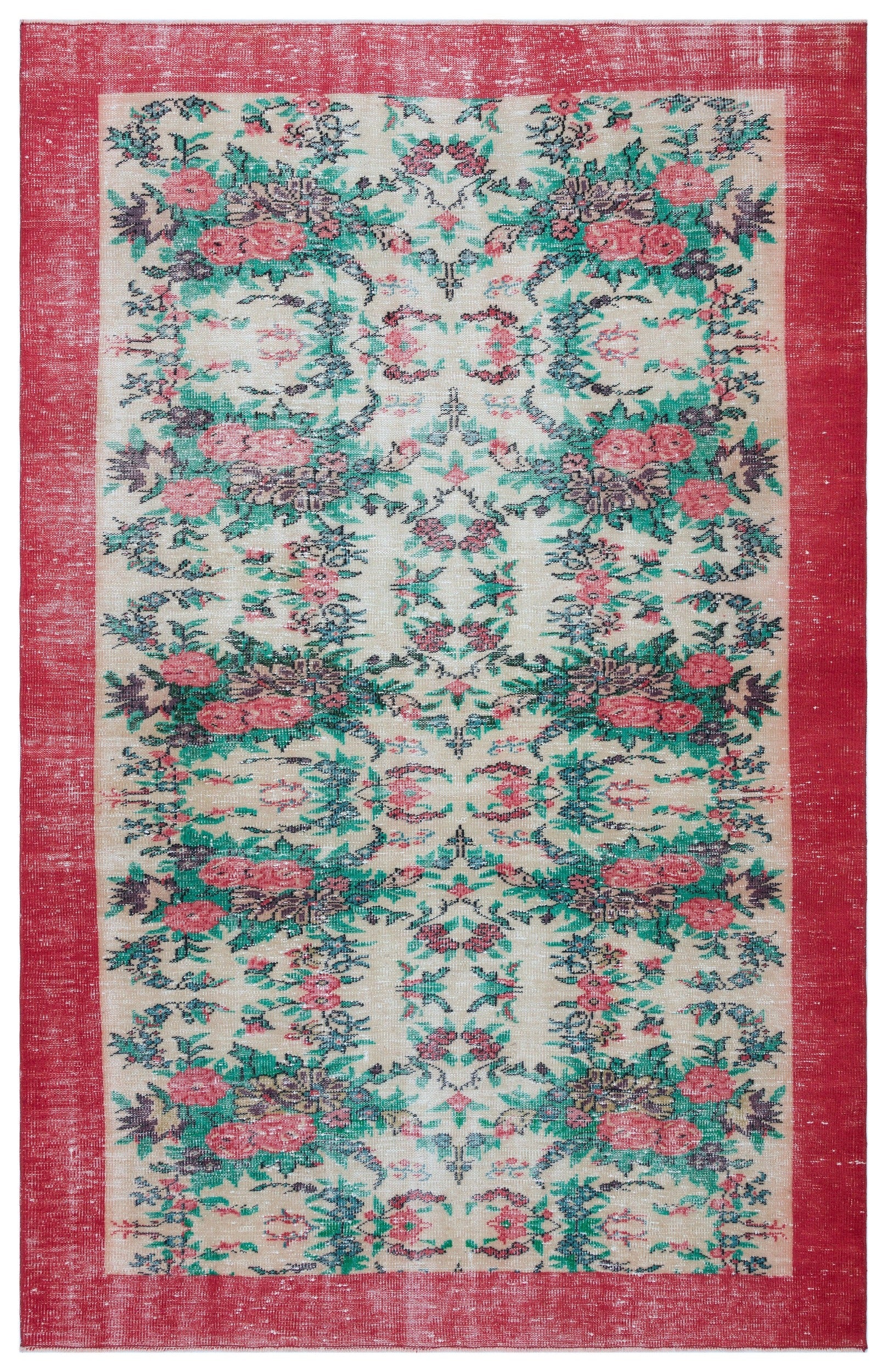 Atina Krem Eskitme Yün El Dokuma Halısı 176 x 277 Apex Unique