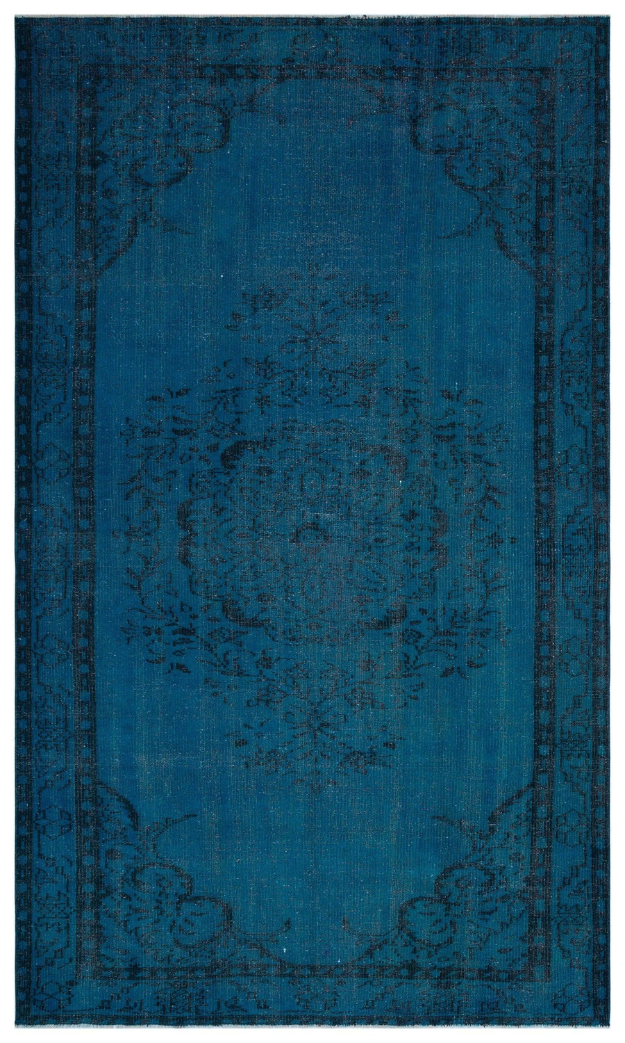 Lacivert Mavi Bohem Eskitme Yün Halı 167x275