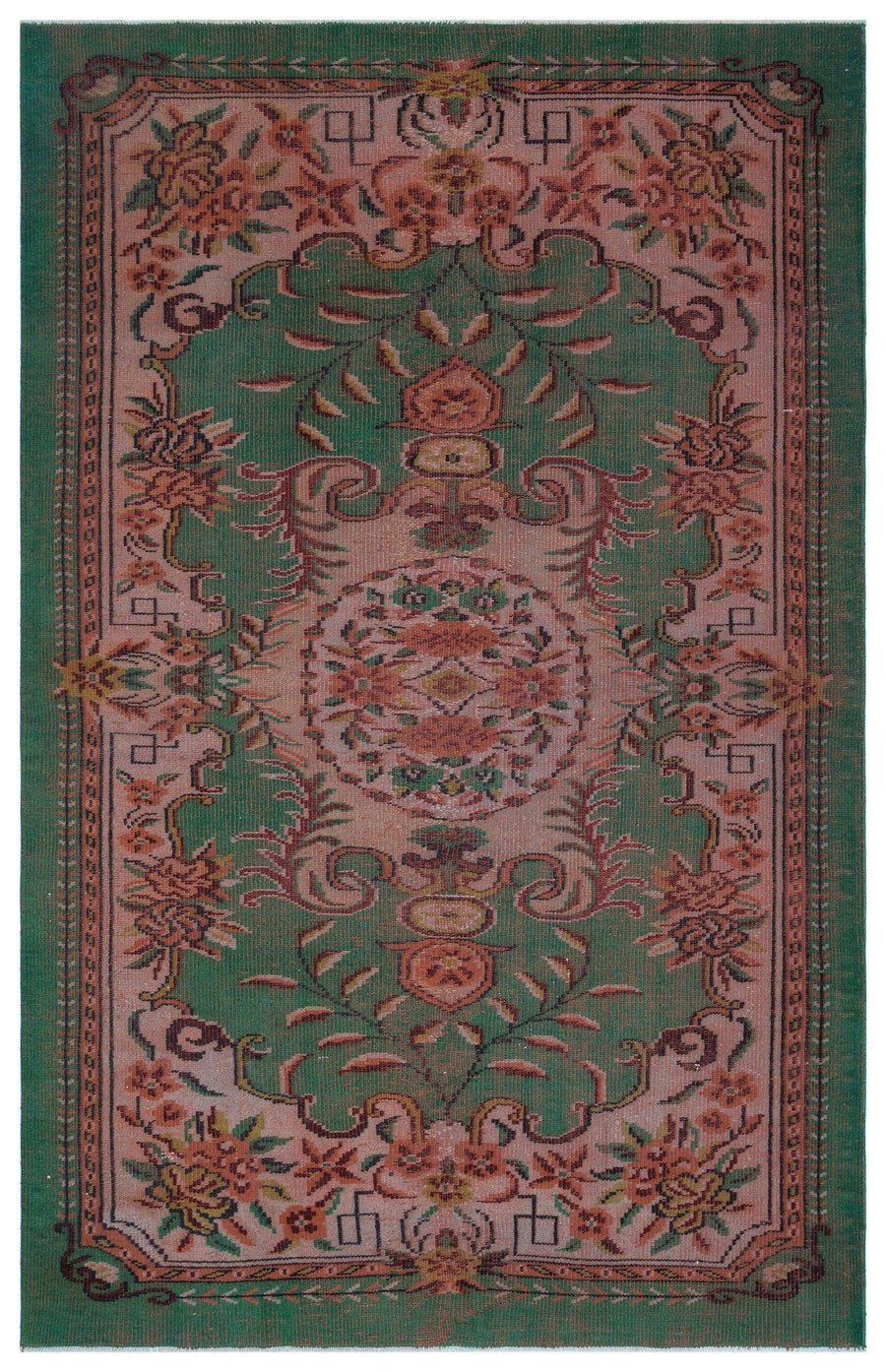 Yeşil Isparta Klasik Madalyonlu Yün Halı 170x264 - Özel Seri