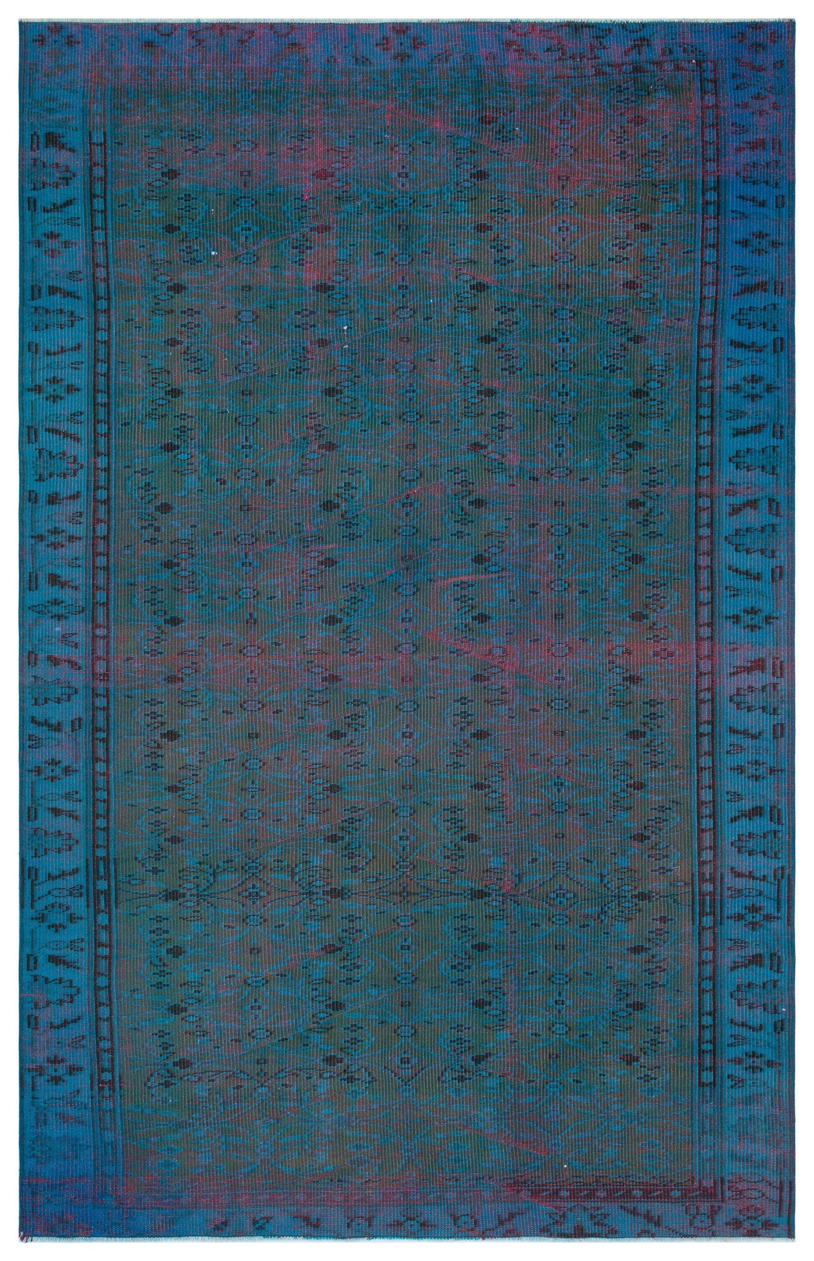 Atina Mavi Eskitme Yün El Dokuma Halısı 169 x 260 Apex Unique