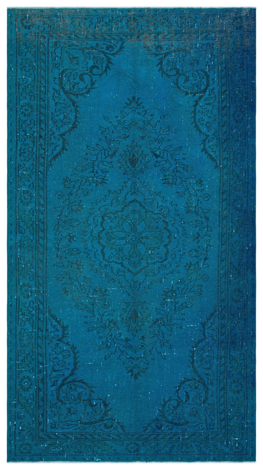 Antrasit Lacivert Bohem Eskitme Yün Halı 141x268