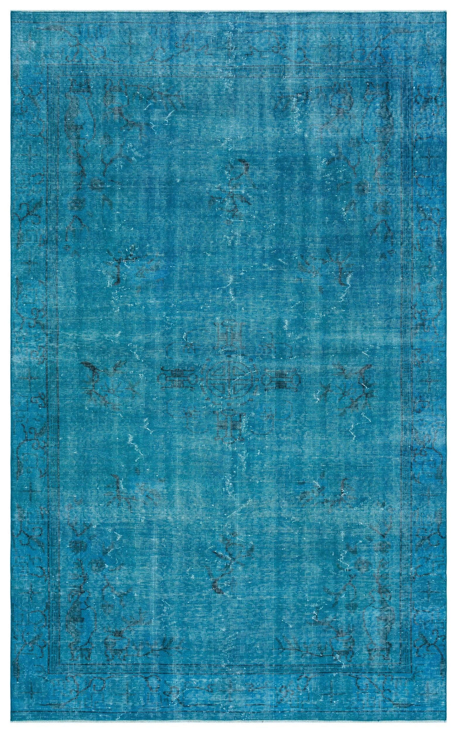 Gri Mavi Bohem Eskitme Yün Halı 169x274