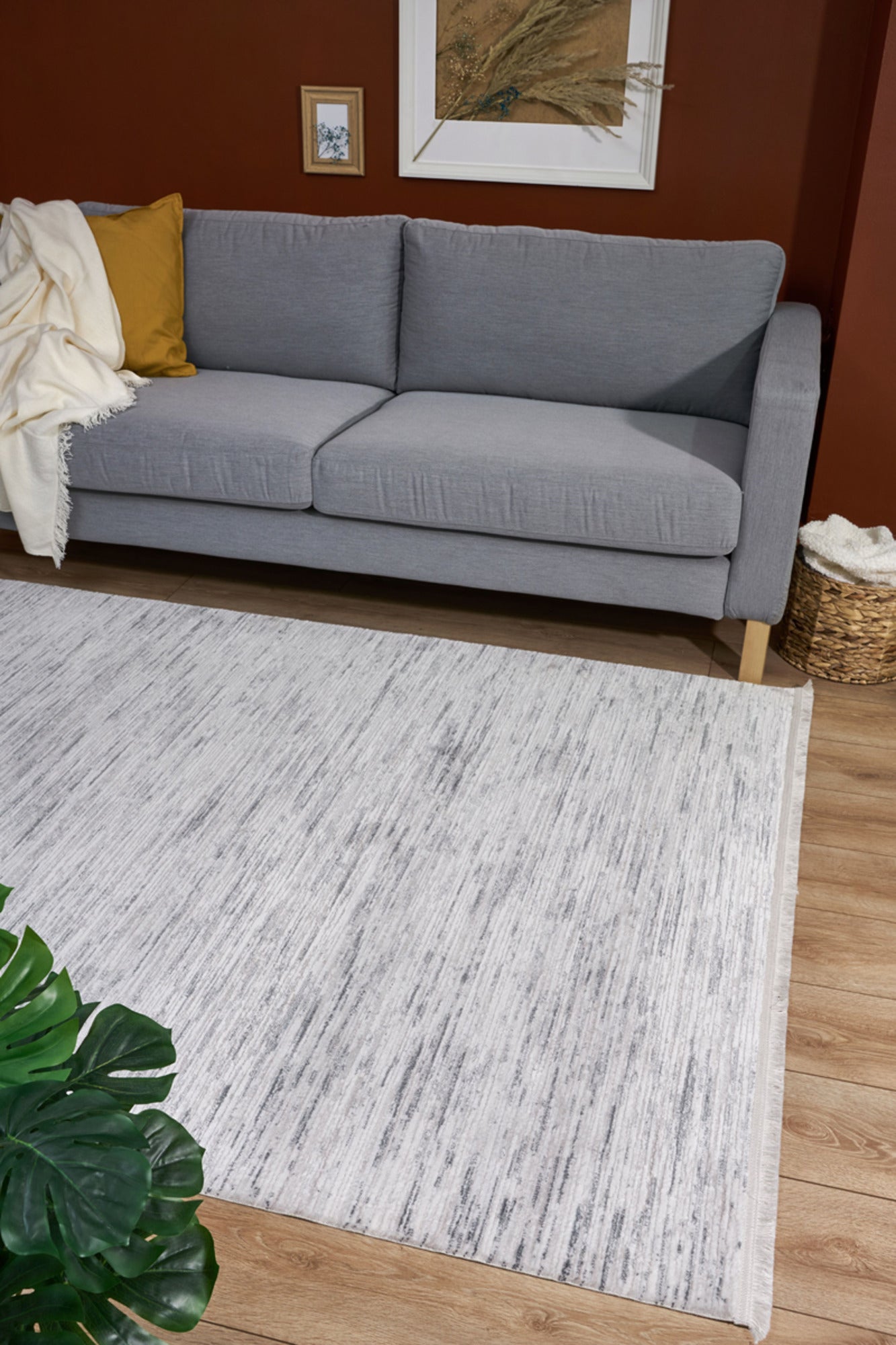 Vallejo Gri Eskitme Akrilik Makine Halısı Apex