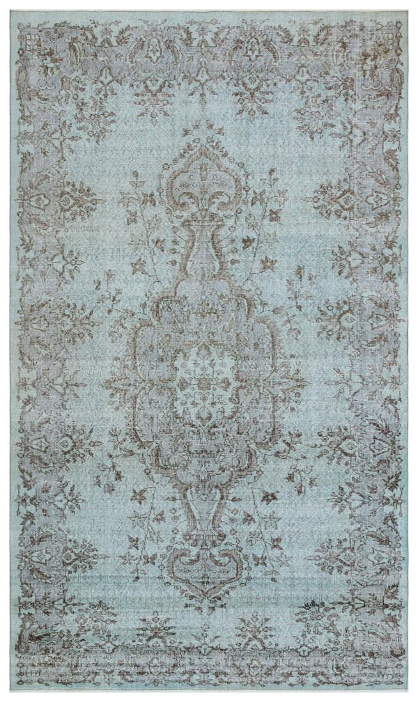 Mavi Anadolu Eskitme Geometrik Yün Halı 165x280 - Özel Seri
