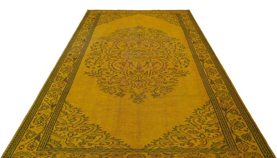 Sarı Anadolu Eskitme Geometrik Yün Halı 193x281 - Özel Seri