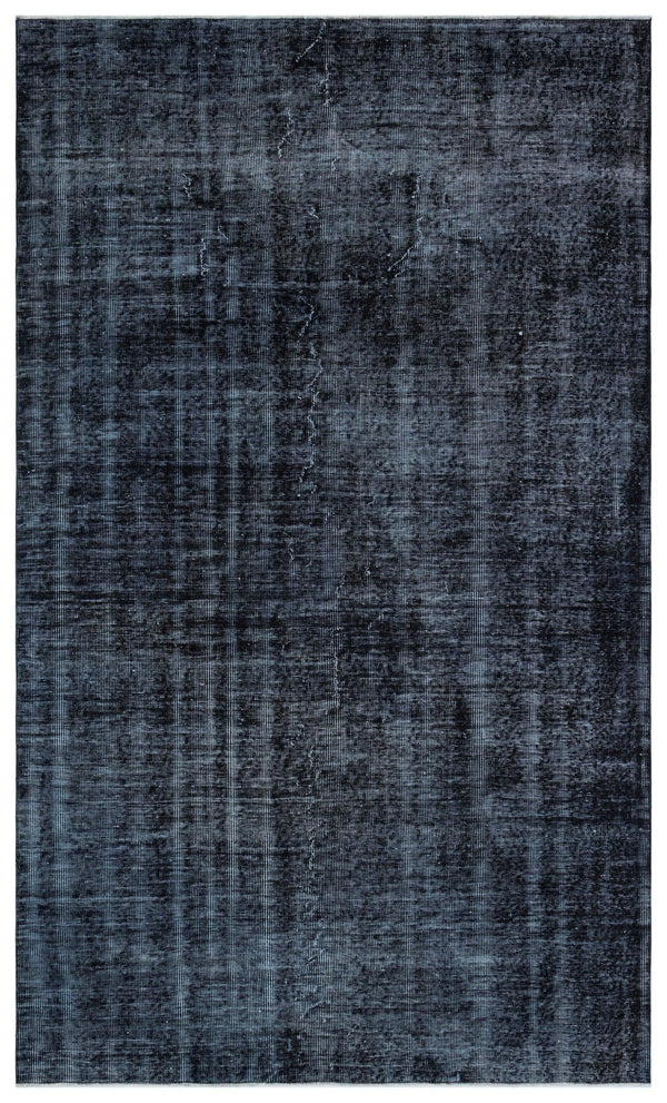 Siyah Eskitme Geometrik Yün Halı 165x281