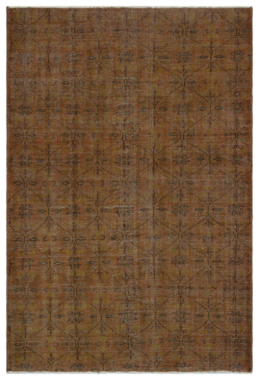 Vintage Teppich Rot Braun mit geometrischem Muster 160x239 cm – im Wohnzimmer