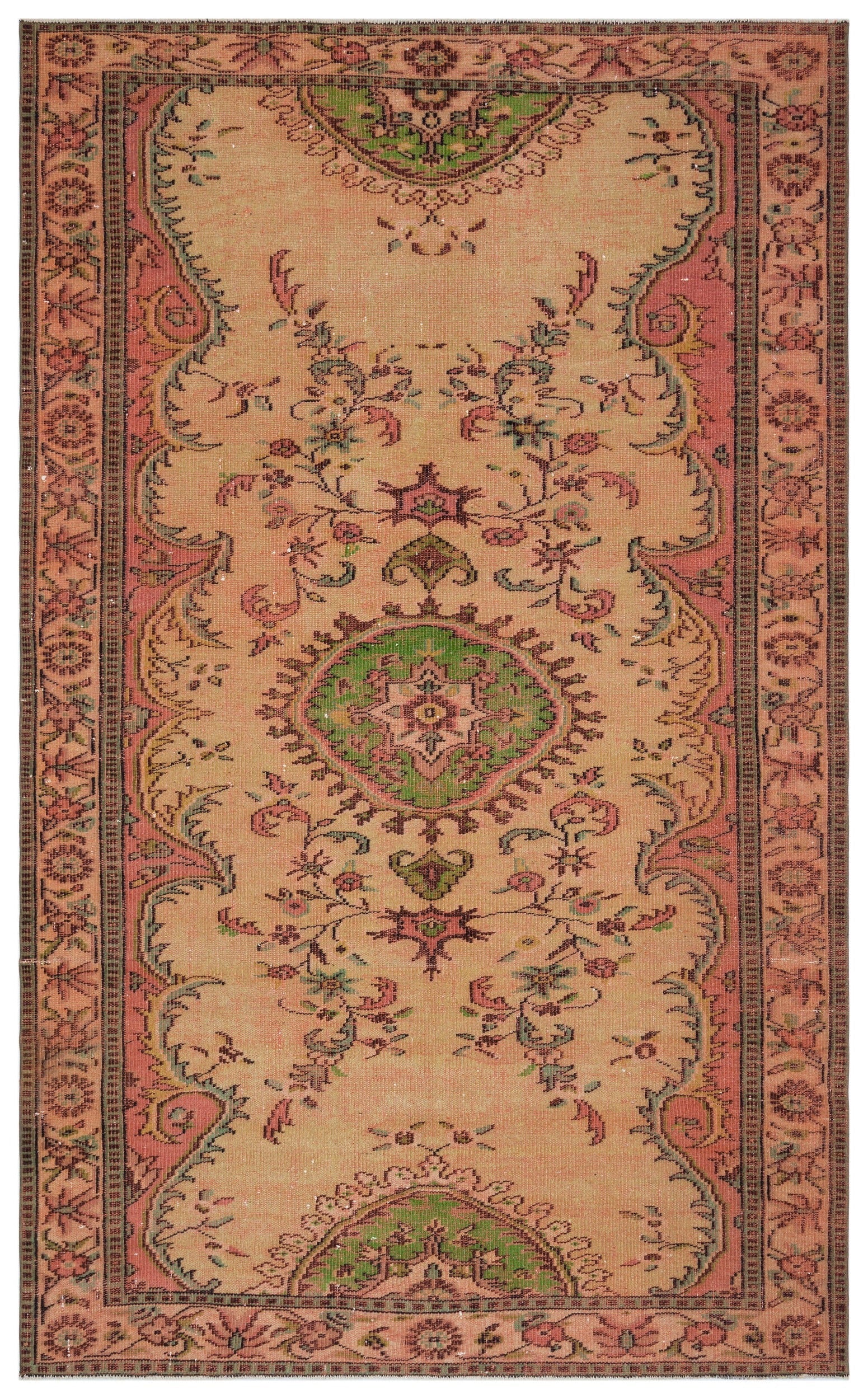 Atina Krem Eskitme Yün El Dokuma Halısı 181 x 291 Apex Unique