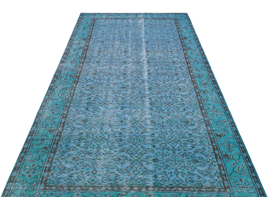 Mavi Anadolu Eskitme Geometrik Yün Halı 145x264 - Özel Seri
