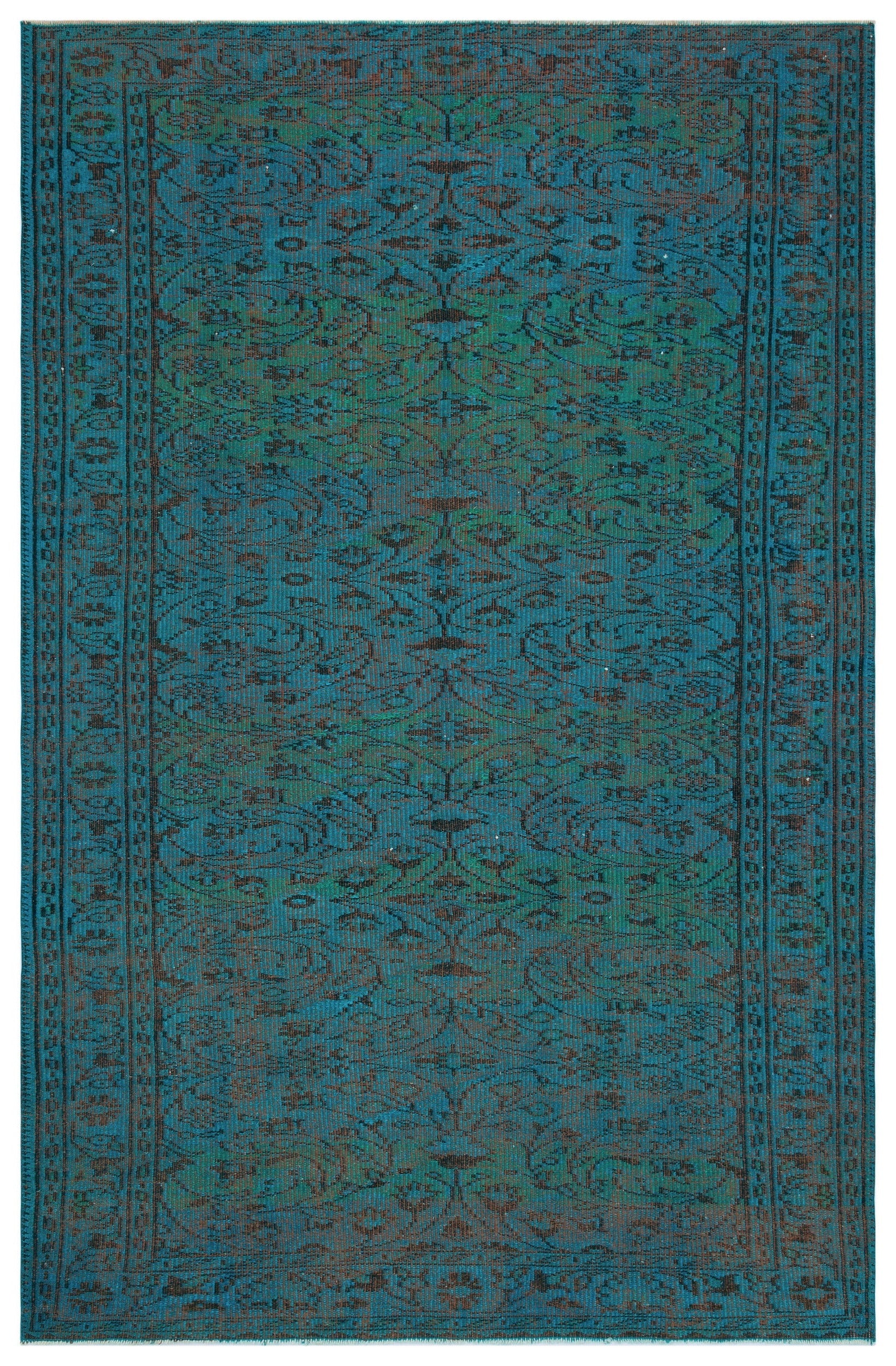 Atina Turkuaz Eskitme Yün El Dokuma Halısı 168 x 262 Apex Unique