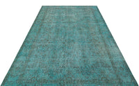 Türkiser und grauer Vintage Teppich mit Blumenmuster 172x275 cm