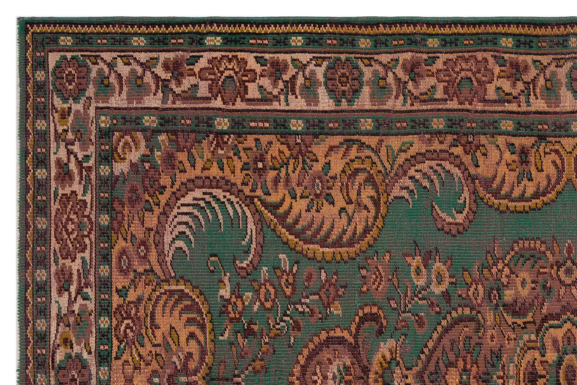 Atina Yeşil Klasik Yün El Dokuma Halısı 186 x 275 Apex Unique