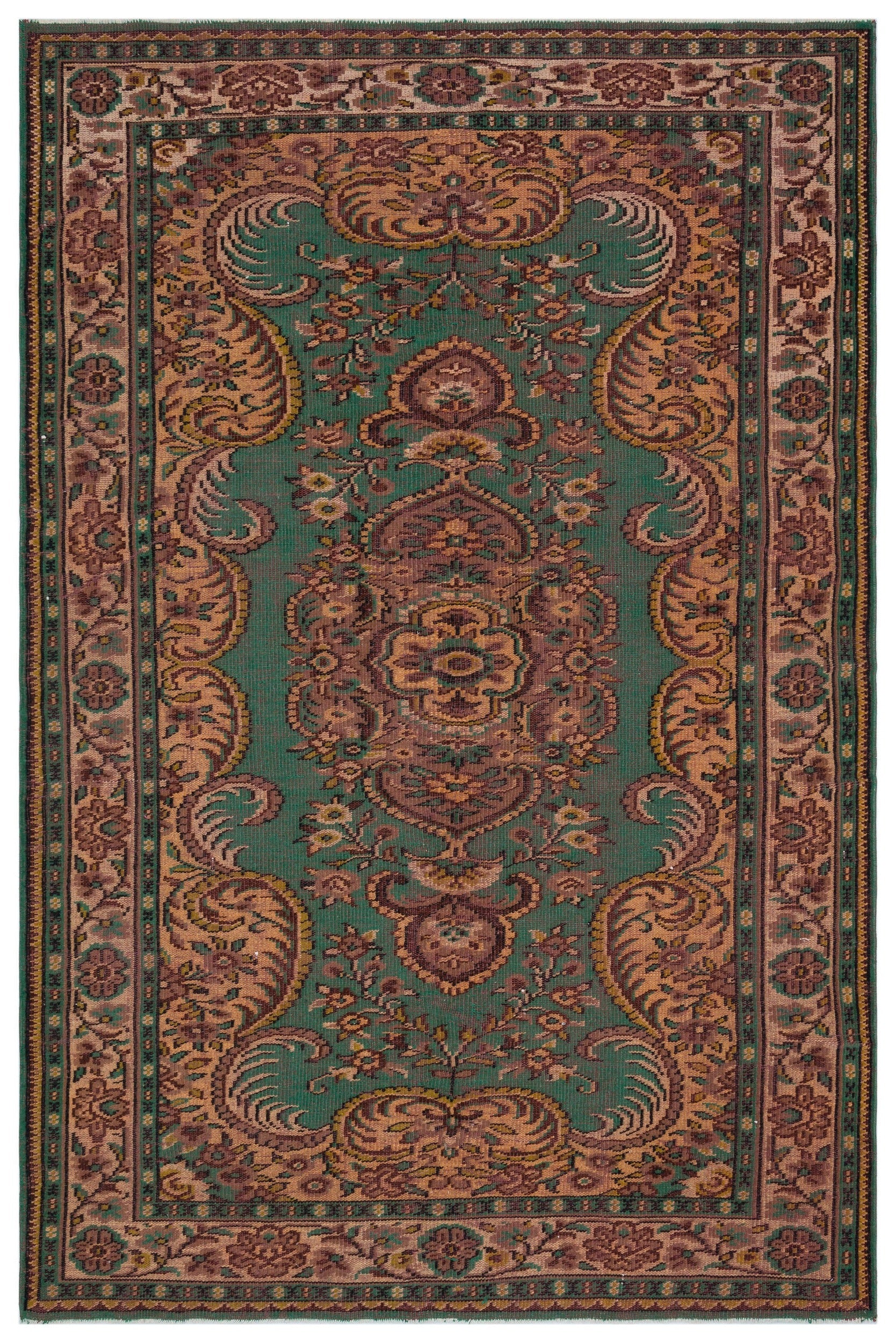 Atina Yeşil Klasik Yün El Dokuma Halısı 186 x 275 Apex Unique