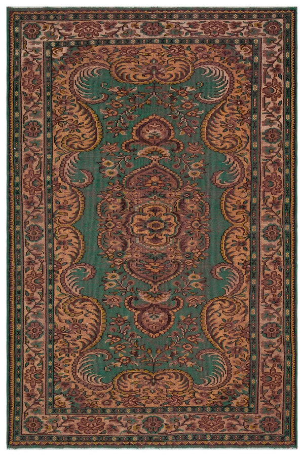 Yeşil Anadolu Eskitme Klasik Yün Halı 186x275 - Özel Seri