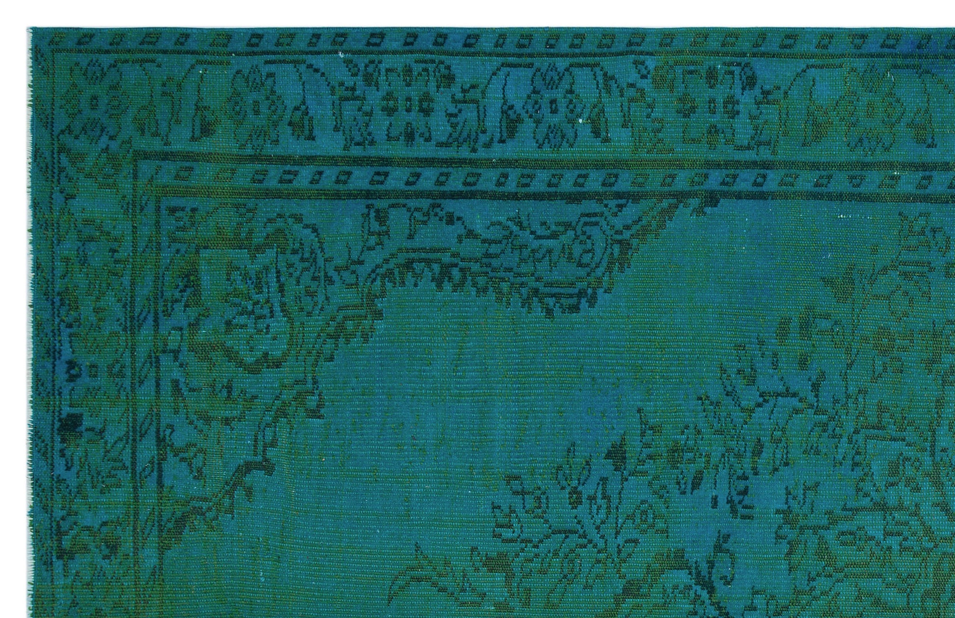 Atina Turkuaz Eskitme Yün El Dokuma Halısı 195 x 301 Apex Unique