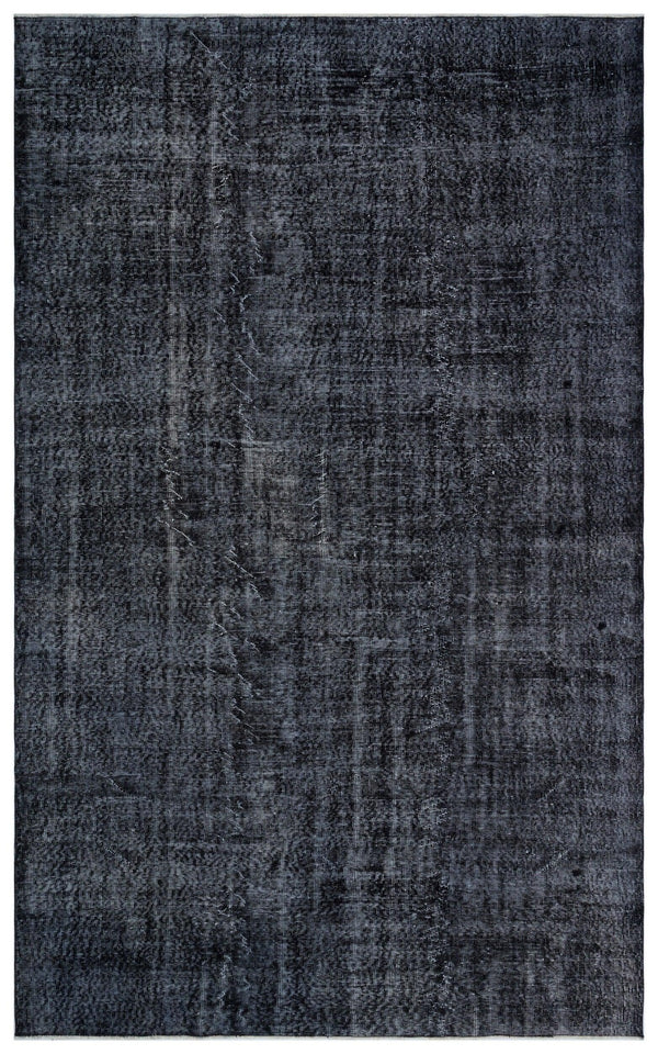 Siyah Eskitme Geometrik Yün Halı 195x319