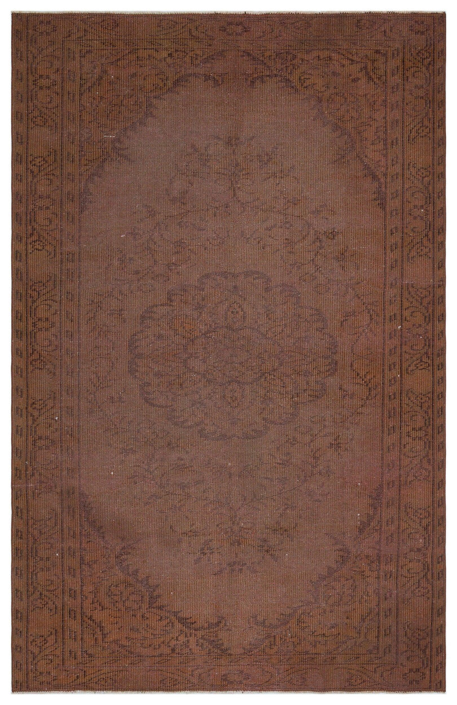 Eskitme Kahverengi Madalyon Desenli El Dokuma Halı 169x264 cm – Koridor kullanımı