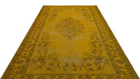 Mustard Yellow & Brown Medallion Hand-Knotted Rug 196x294 cm (6'5" x 9'8")