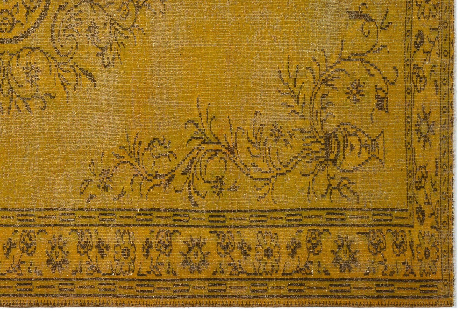 Atina Sarı Eskitme Yün El Dokuma Halısı 196 x 294 Apex Unique