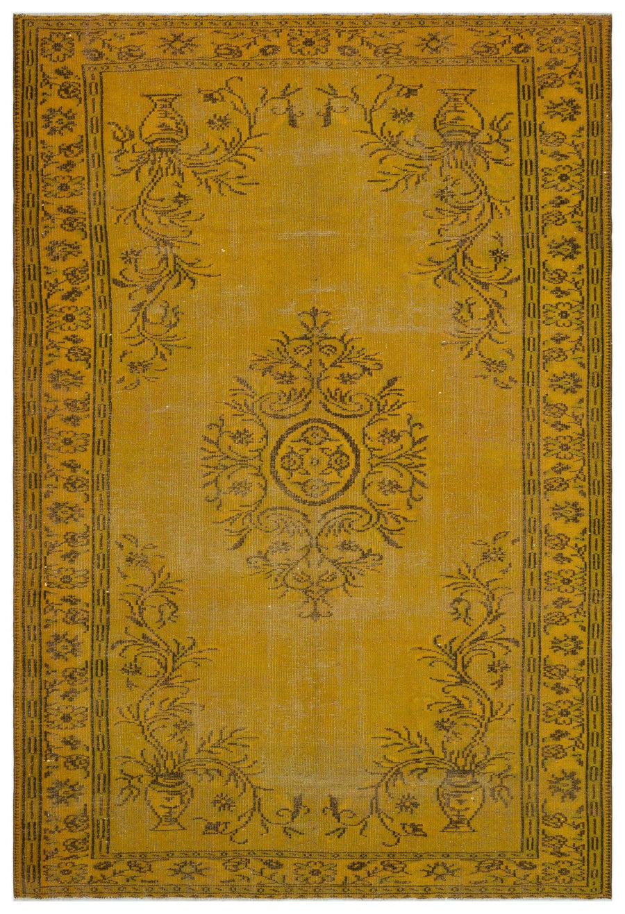 Handgeknüpfter Orientteppich Wolle in Gelb & Braun 196x294 cm – im Flur