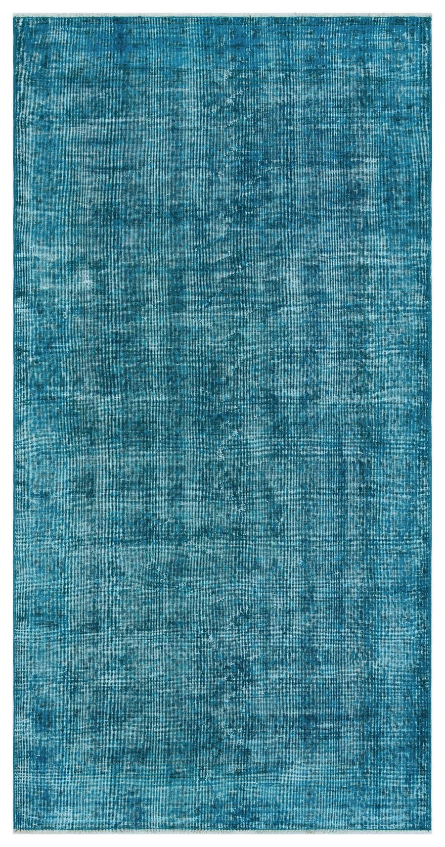 Turkuaz El Dokuma Halı Soyut Mavi Detaylı Kök Boyalı 112x218 cm 28643 – Koridor kullanımı
