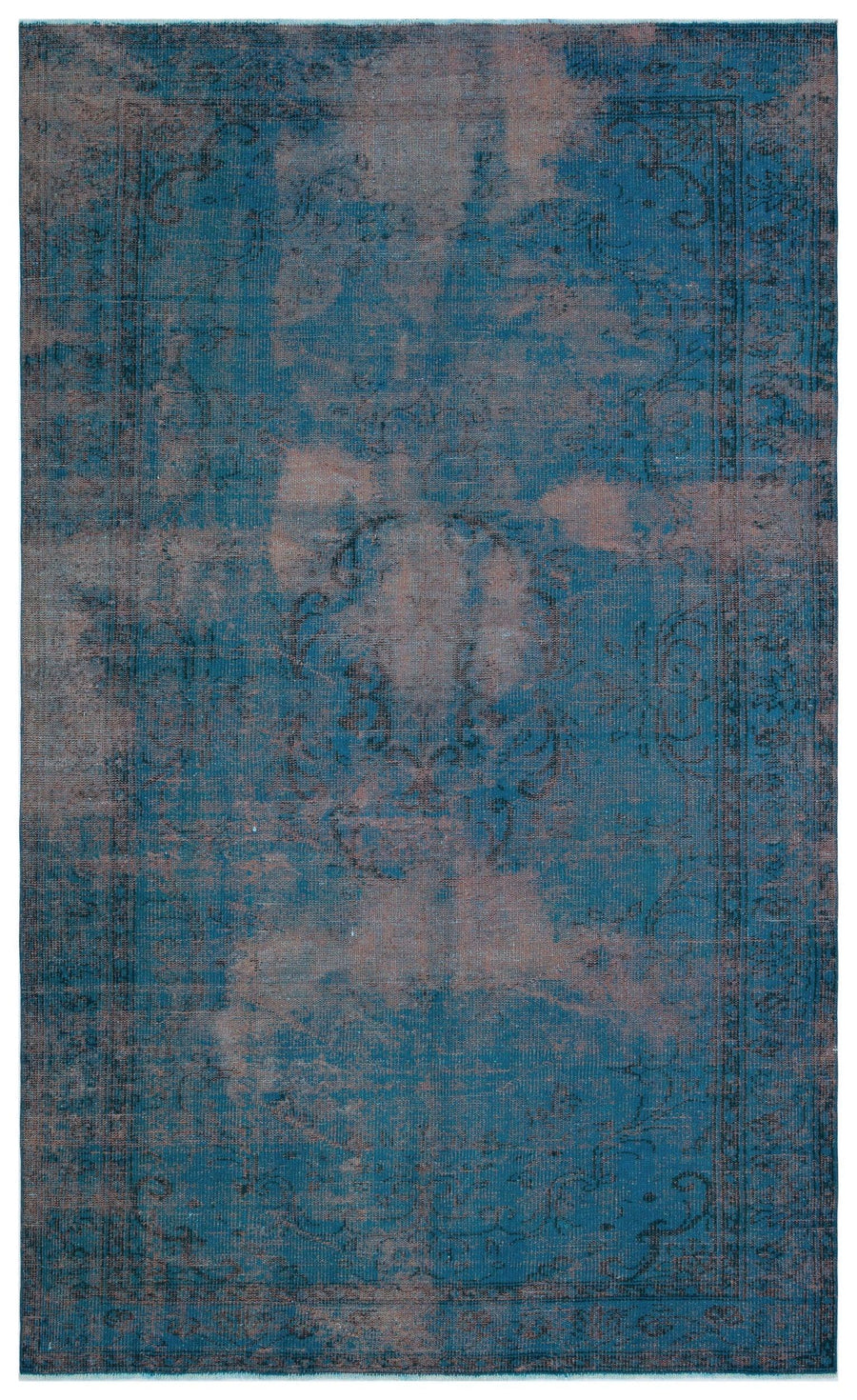 Abstrakter blauer Vintage Wollteppich 174x286 cm – im Flur