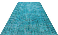 ターコイズとグレーのラグ ヴィンテージ加工モダン織り 183x290 cm