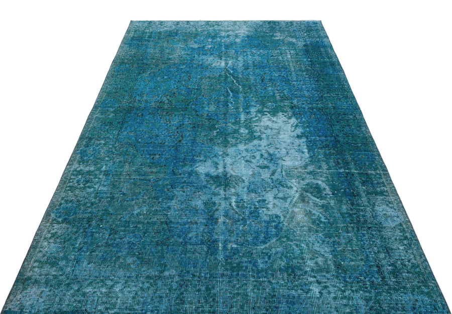 Gri Mavi Bohem Eskitme Yün Halı 153x256