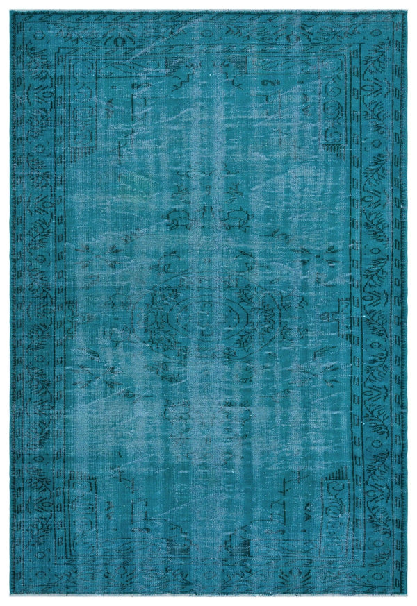 Gri Mavi Bohem Eskitme Yün Halı 196x281