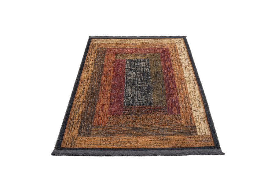 Bergen Turuncu Çerçeveli Pamuk ve Şönil Dijital Baskı Halı Pia Monte