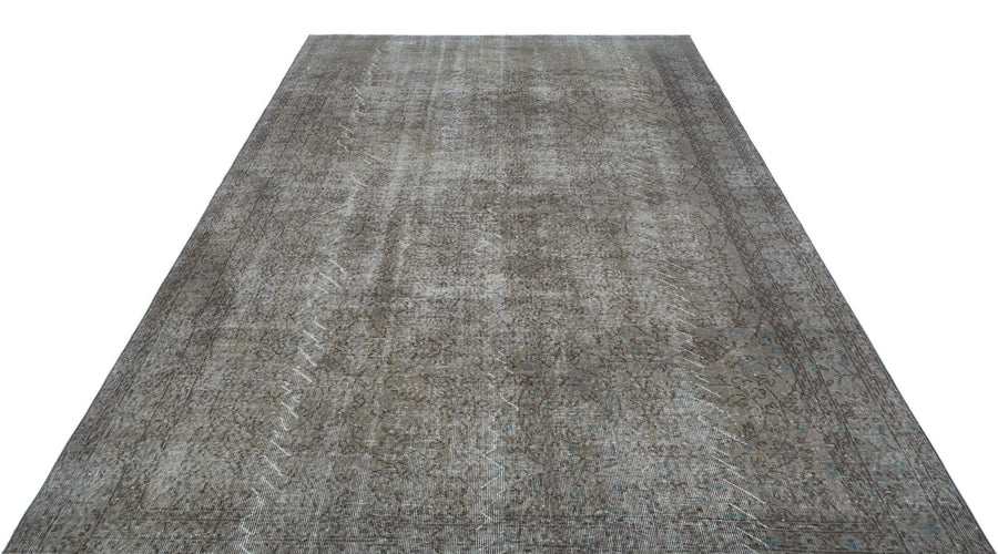 Gri Anadolu Eskitme Çiçekli Yün Halı 205x320 - Özel Seri