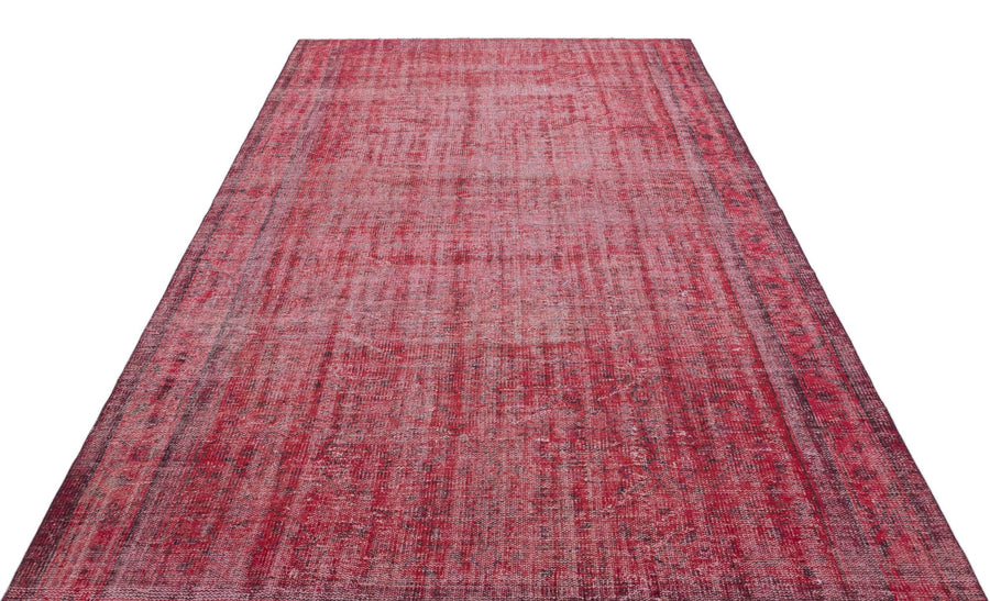 Kırmızı Anadolu Eskitme Geometrik Yün Halı 176x265 - Özel Seri
