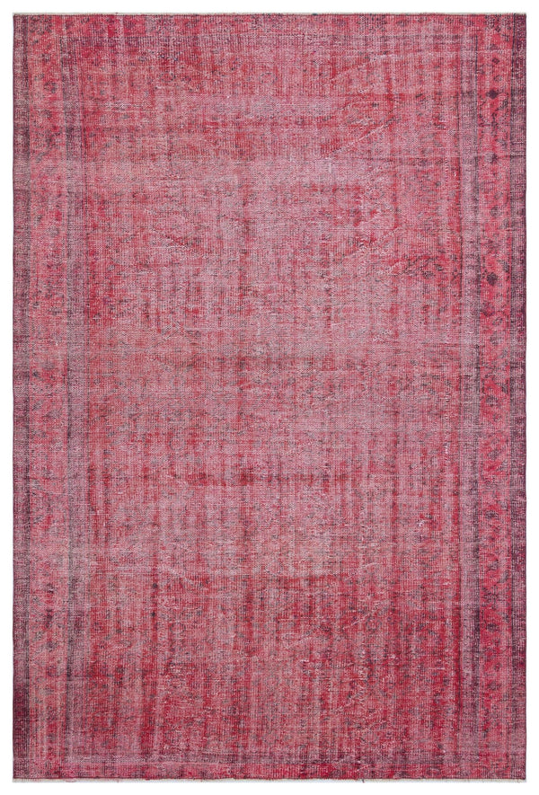 Kırmızı Anadolu Eskitme Geometrik Yün Halı 176x265 - Özel Seri