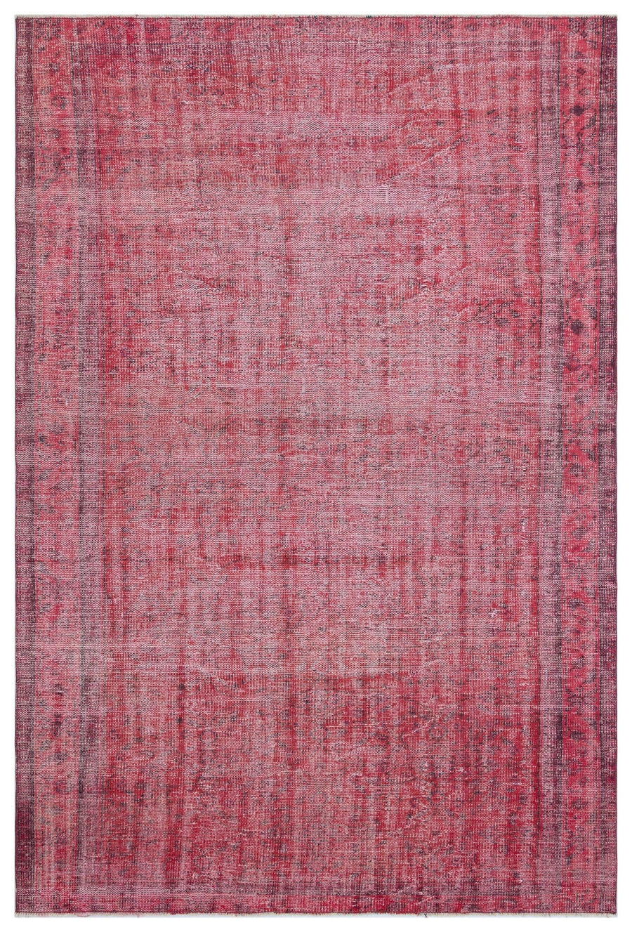 Red & Anthracite Grey Abstract Wool Rug 176x265 cm (5'9" x 8'8") – in the hallway