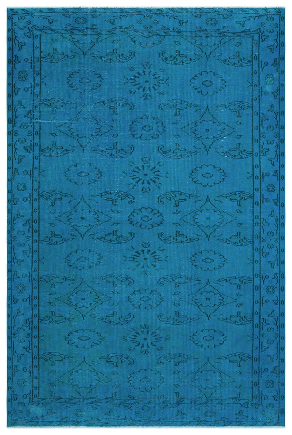 Mavi Siyah Bohem Eskitme Yün Halı 174x264