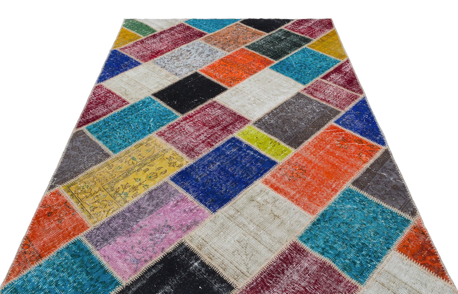 Iskece Bej Patchwork Yün El Dokuma Halısı 161 x 231 Apex Unique
