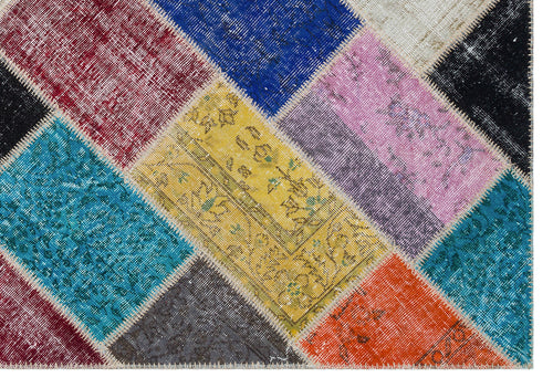 Iskece Bej Patchwork Yün El Dokuma Halısı 161 x 231 Apex Unique