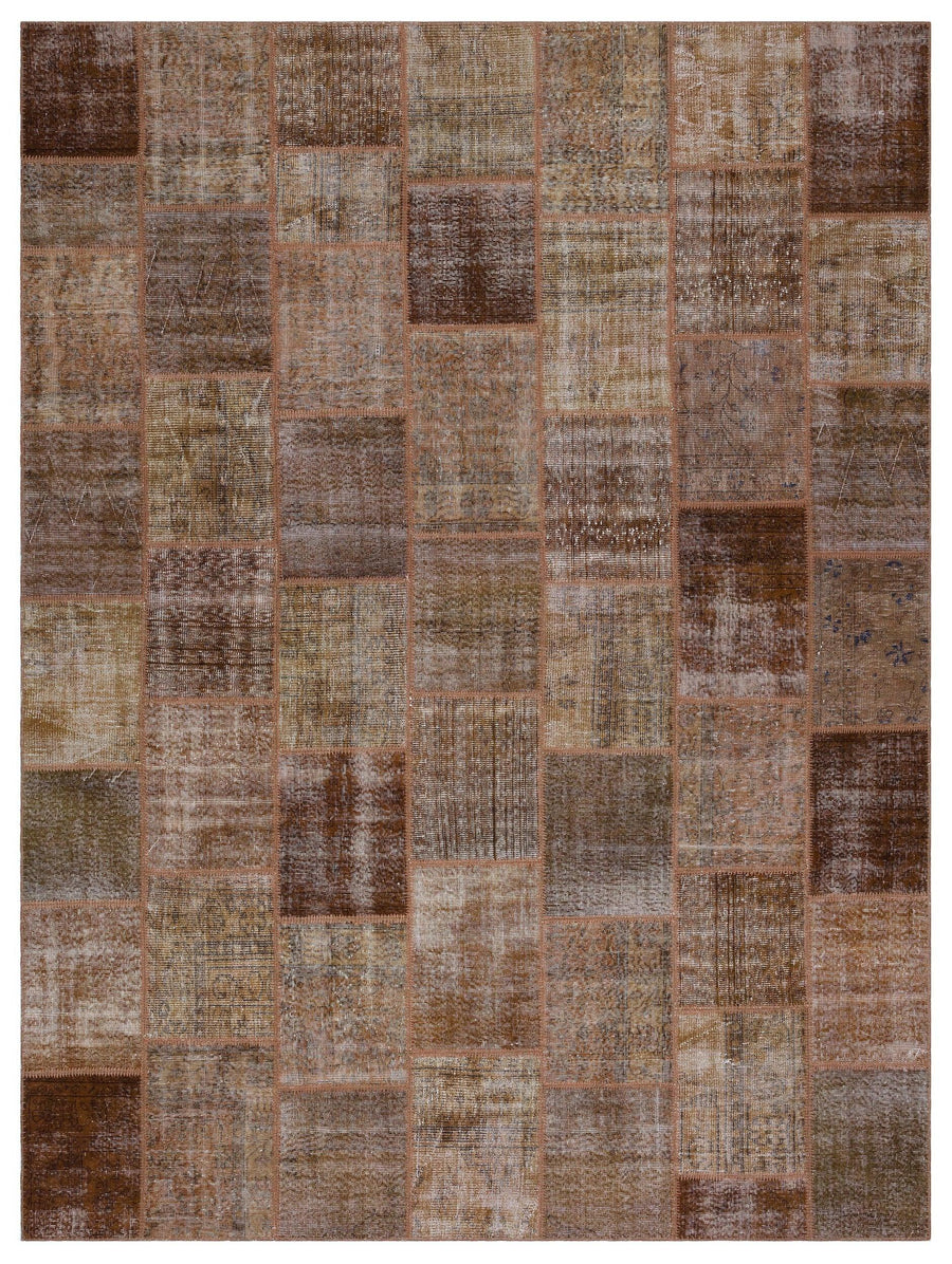 Geometrik Desenli Kahverengi El Dokuma Halı 277x366 cm – Oturma odası kullanımı