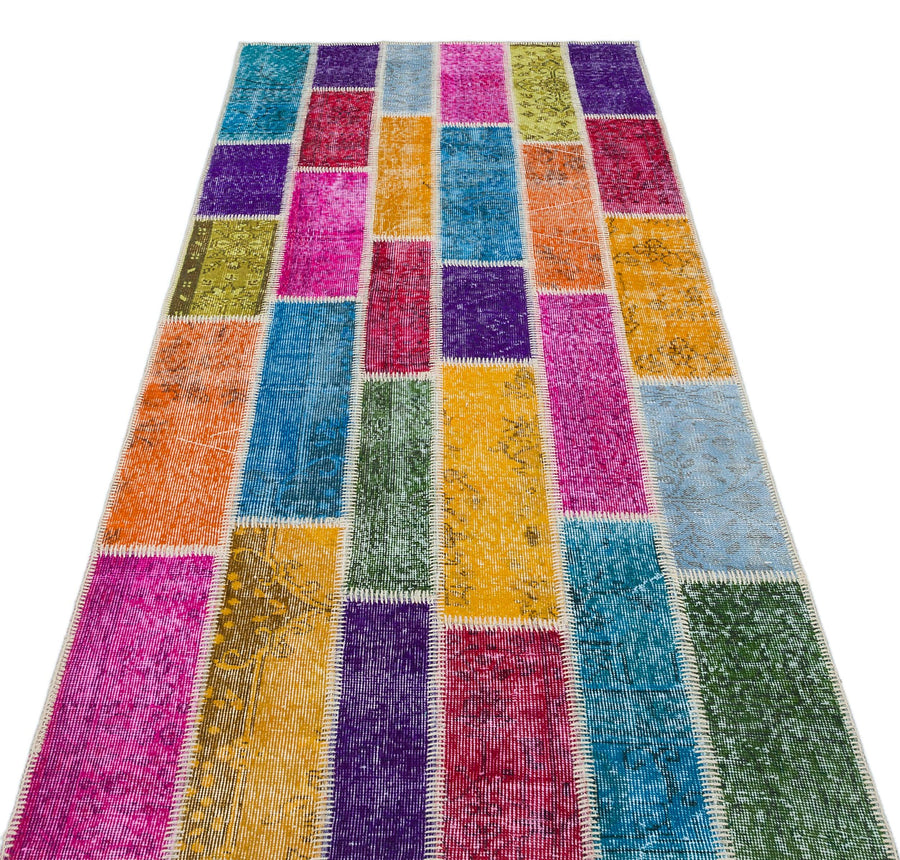 Bej Geometrik Modern Yün Halı 112x240