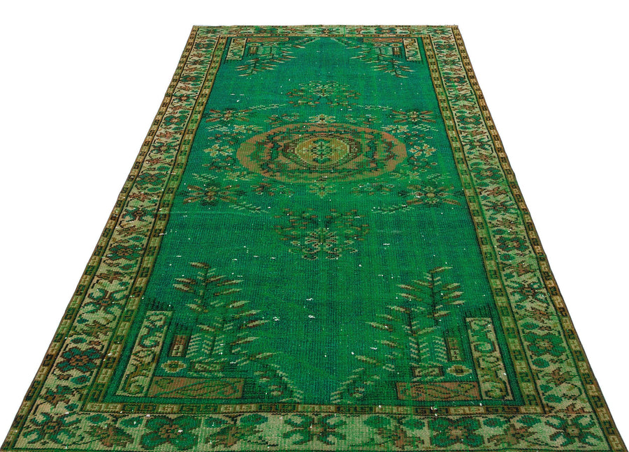 Yeşil Bohem Eskitme Yün Halı 156x250