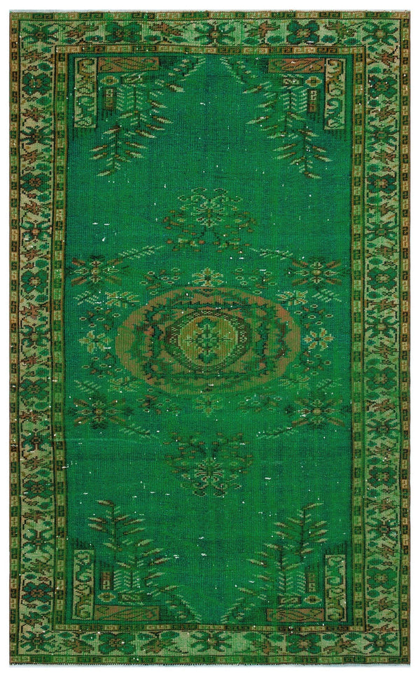 Yeşil Bohem Eskitme Yün Halı 156x250