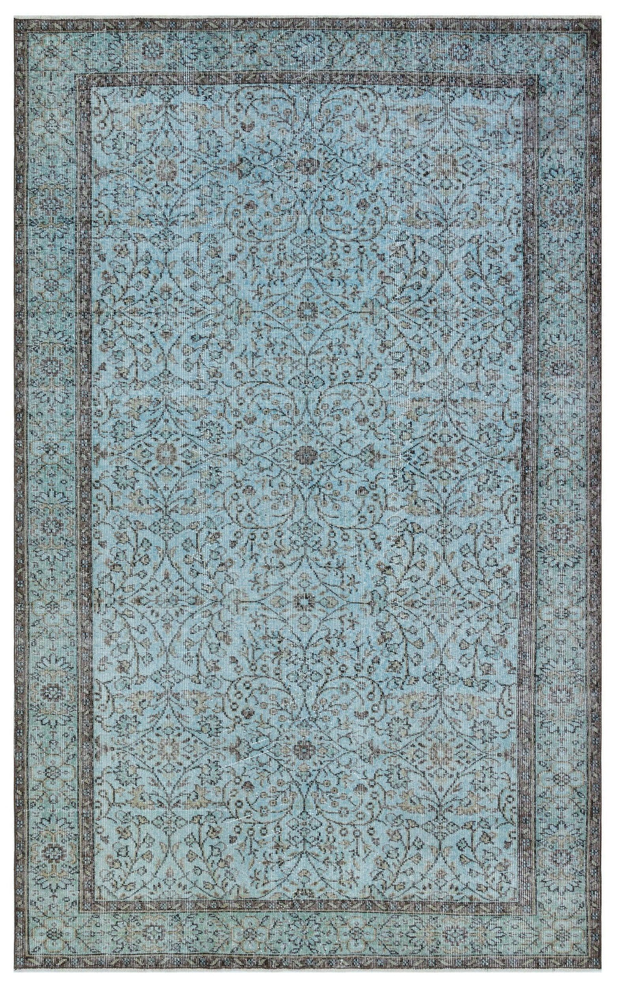Çiçek Desenli Mavi ve Gri El Dokuma Yün Halı 171x278 cm 29602 – Koridor kullanımı