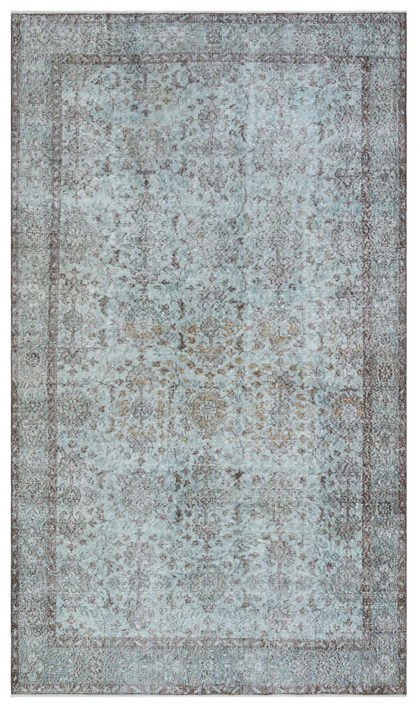 Mavi Anadolu Eskitme Çiçekli Yün Halı 172x301 - Özel Seri