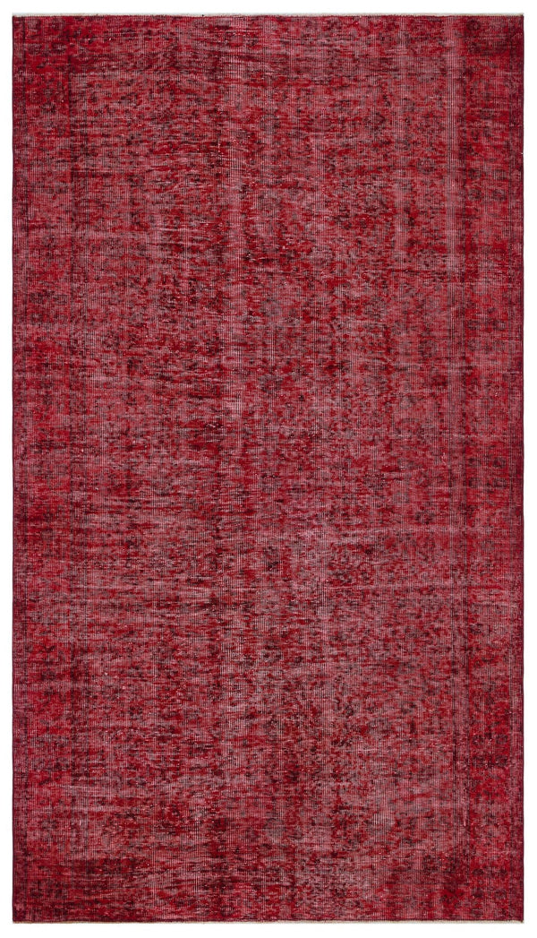 Kırmızı Anadolu Eskitme Çiçekli Yün Halı 153x272 - Özel Seri