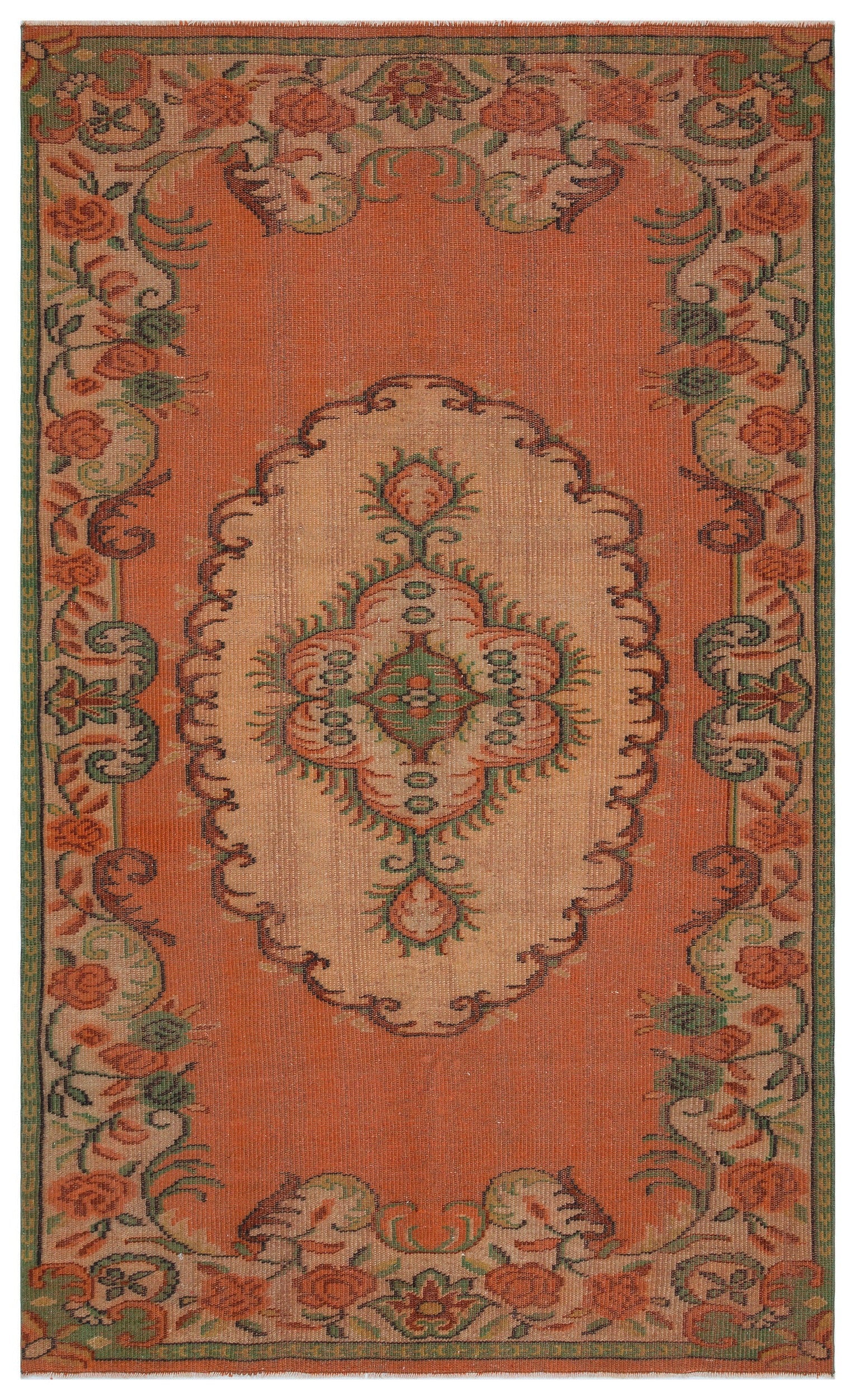 Atina Turuncu Eskitme Yün El Dokuma Halısı 161 x 271 Apex Unique